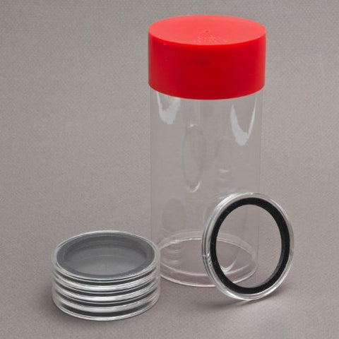 Storage Tubes for AirTite Coin Capsules, Model I, and Air-Tite Coin Holders with Black Rings, Model I, U.S. Silver Eagle, 40mm - 5ct