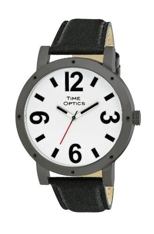 Oversized Unisex White Dial/Leather Strap