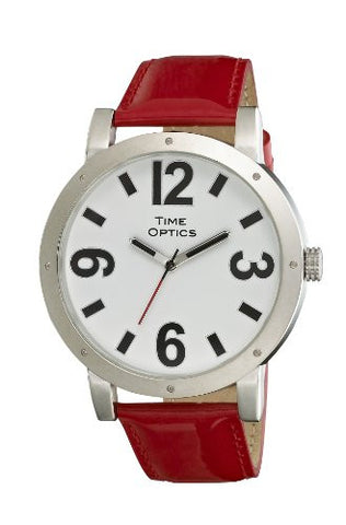 Oversized Unisex Red Dial/Leather Strap