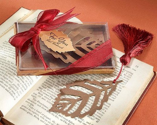 “Turning Leaves” Bookmark with Burgundy Silk Tassel