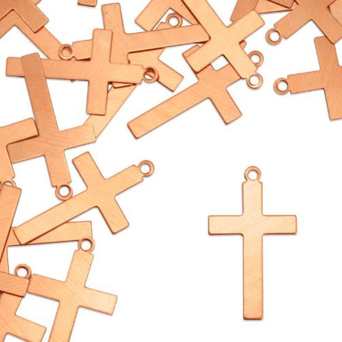 Cross w/ Ring, 1 1/4"- Stamping Blank - Copper (24pc)