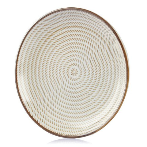LAGUTE CL-B1 Ceramic Porcelain Japanese Sushi Plate,Growth Ring,White 6.5"