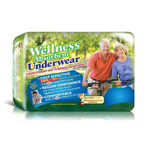 Wellness Absorbent Underwear (Pull-Ups), X-Large (40-60 Inch waist), 12 counts/pack