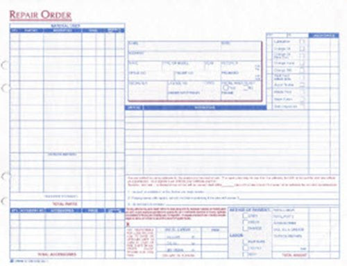 Adams Garage Repair Order, 3-Part, Carbonless