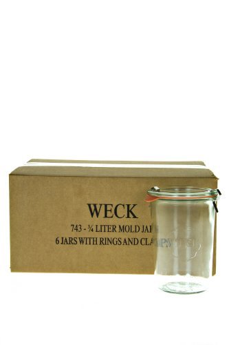 ¾ L Mold Jar (6 jars w/ glass lids, 6 rings, & 12 clamps)