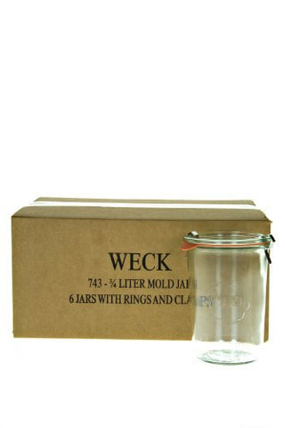 ¾ L Mold Jar (6 jars w/ glass lids, 6 rings, & 12 clamps)