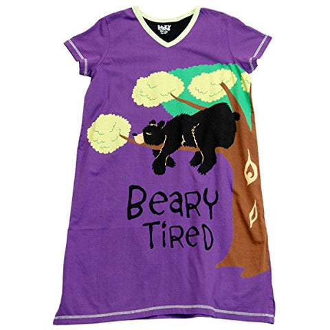 Lazy One V-Neck Nightshirts, Beary Tired, L - XL