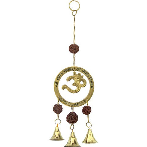 Brass Bell Chime - Om w/ Rudraksha (Each)