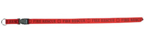 Fire Rescue with Logos Silk Screen in Black Print on Removable Clasp Red Lanyard