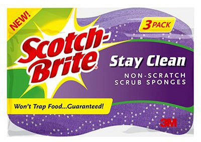 Stay Clean Non-Scratch Scrub Sponge  3/pk