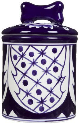 MEXICAN COLLECTION - HAND PAINTED, TREAT JAR, BLUE & WHITE TALAVERA, MEDIUM