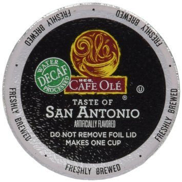Cafe Ole Taste of San Antonio Medium Roast Decaf 12 Count.