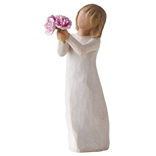 Willow Tree Thank You Girl Holding Pink Peonies Figurine 27267 New Demdaco