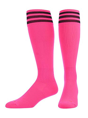 Finalé Trio - 3 Stripe SoccerOver-Calf, Heel/Toe, Hot Pink-Black, Medium