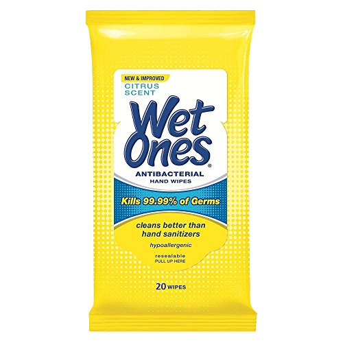 Wet Ones Citrus Antibacterial Hand Wipes, 20 Count