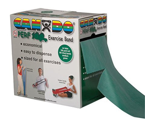 CanDo Perf‐100 latex‐free 100 yard exercise band, green