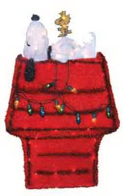 32in. Peanuts 3D Pre-lit Yard Art Snoopy on Dog House