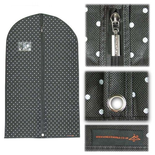 Black Breathable Dress Cover with Polka Dots - 40 Inches
