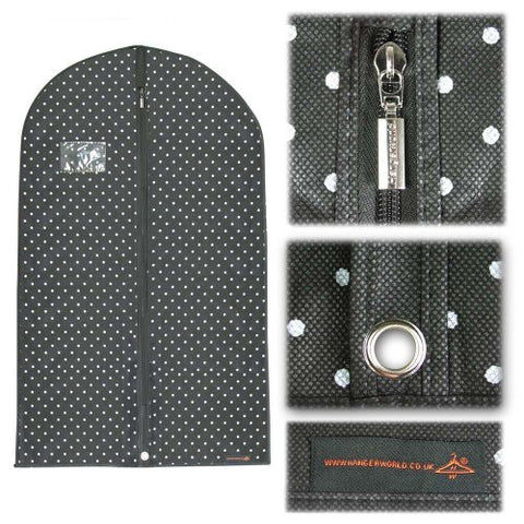 Black Breathable Dress Cover with Polka Dots - 40 Inches