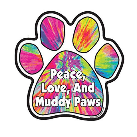 Magnetic Pedigree Color Paw Magnets, Peace Love And Muddy Paws