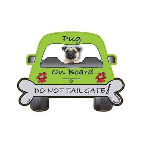 Magnetic Pedigree Do Not Tailgate, Pug Fawn On Board