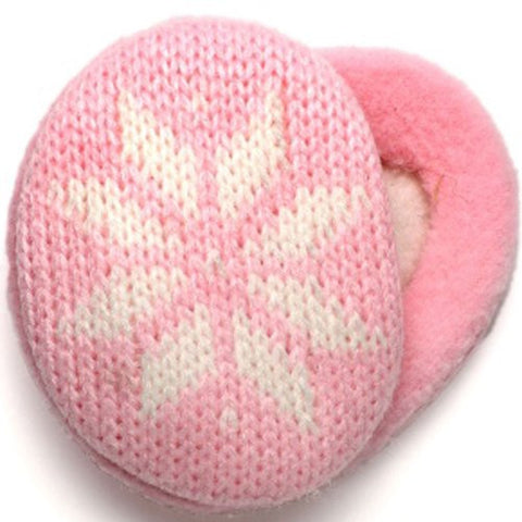Earbags Bandless Fleece Ear Warmers,Medium,Pink Snowflake.Pink Snowflake