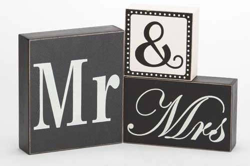 6.5" 3PC SET MR & MRS BLOCKS TYPOGRAPHIC COLL