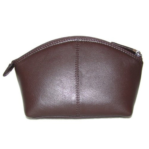 Cosmetic Case with Interior Zipper - Brown