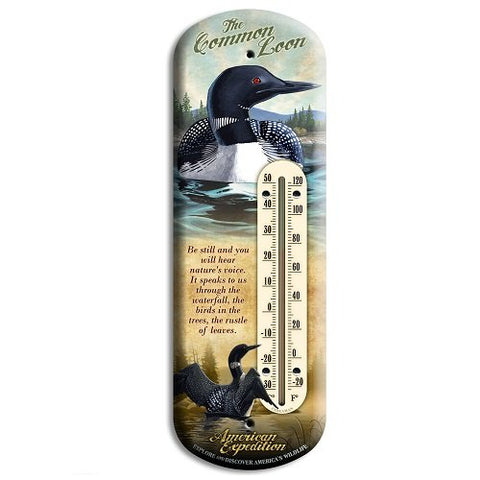 Common Loon 3-D Tin Back-Porch Thermometer