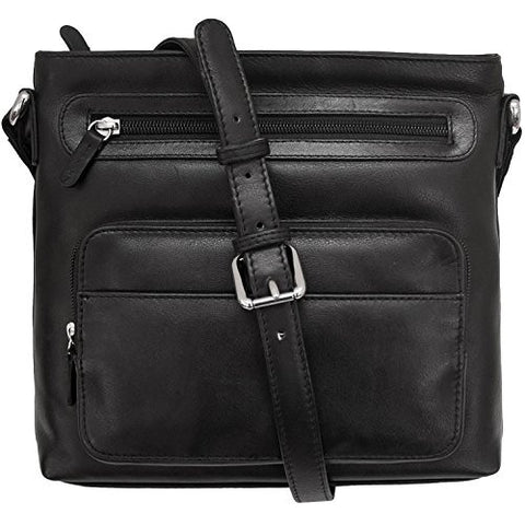 Top Zip Crossbody/Shoulder Bag With Adjustable Strap, Black