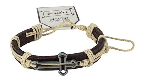 Leather Bracelet w/ Metal Cross