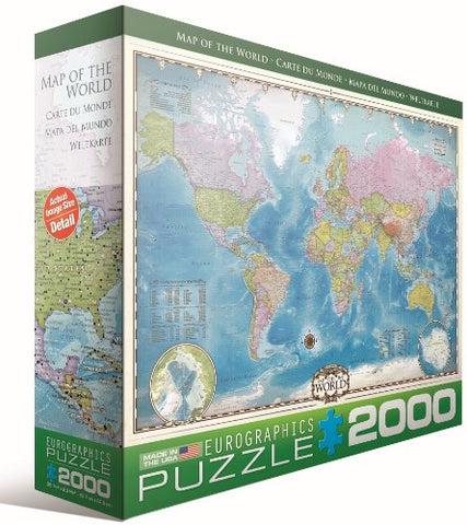 EuroGraphics Map of the World 2000 pc 12x10 inches Box, Puzzle