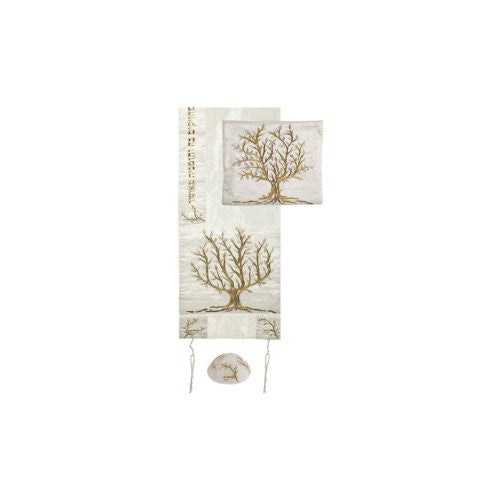 Tallit - Special Embroidery Tree of Life - Gold, 16x70 inch