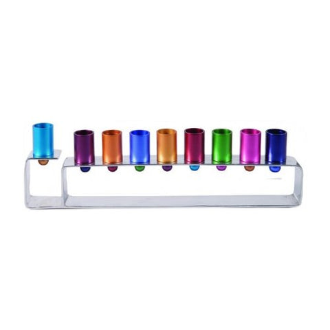 Hanukkiah - Metal Strip - Aluminium - Multicolor, 13x1.5x4.4 inch