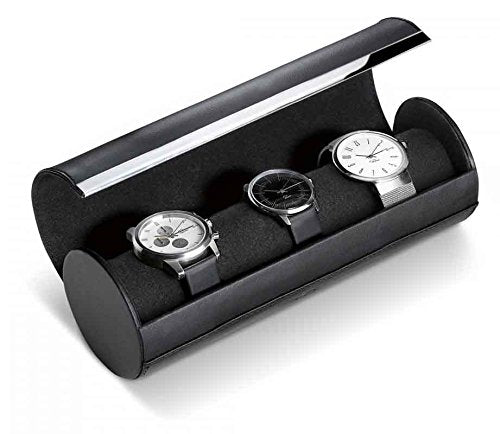 Giorgio Watch Box Leather Black, Stainless Steel Polished, 22cm