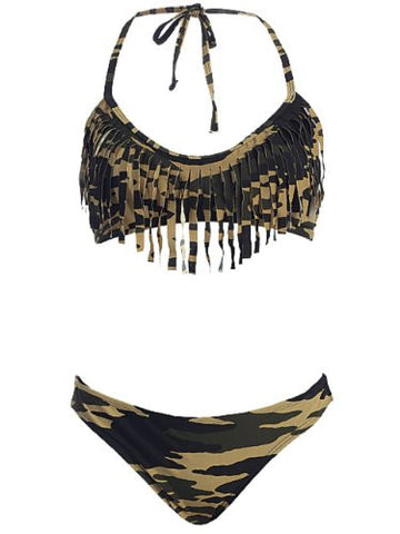 B115-Fringe 2pc Bikini, Camou, Medium