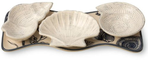 Shore Thing - 4-Piece Ceramic Tidbit Bowls & Tray Set