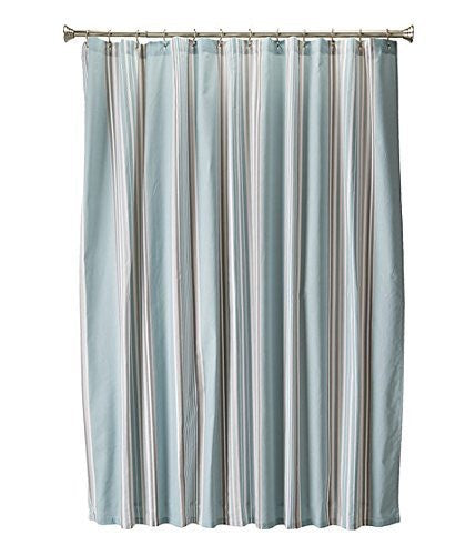 Capri Stripe: Shower Curtain. 72 x 72 in. (Spa Blue and Grey)