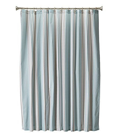 Capri Stripe: Shower Curtain. 72 x 72 in. (Spa Blue and Grey)