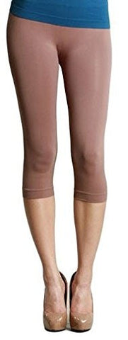 Plain Jersey Thicker Fabric Capri Leggings - 12 Suntan, One Size