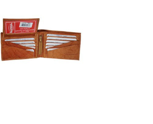 100% Genuine Leather Marshal Tri-fold Mens Walle (Tan)