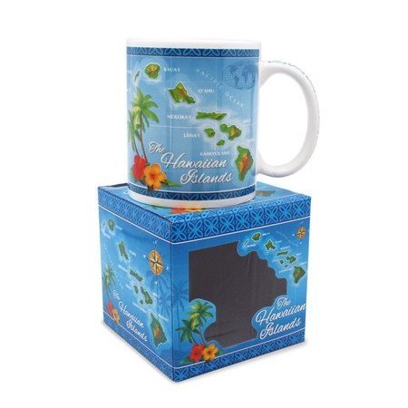 10 oz. Island Treasures Hawaiian Map (Blue)