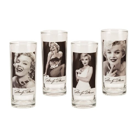 Marilyn Monroe 10 oz. Glasses Set of 4, 2.5" x 2.5" x 6"