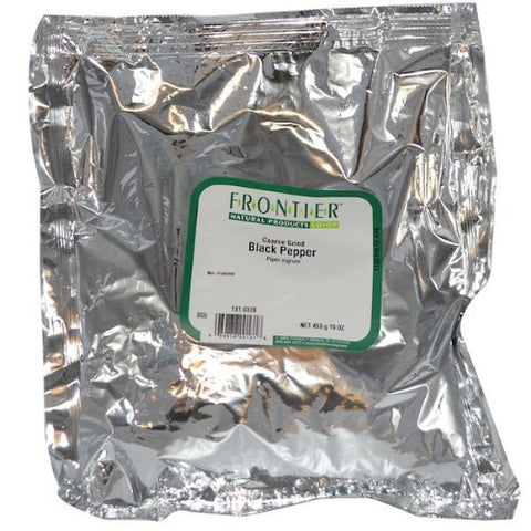 Frontier Herb Organic Pepper Black Coarse Grind - 1 Pound Bulk Bag