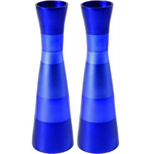 Candlesticks - Pair - Large - Anodize - Blue, 2.5x8.5 inch