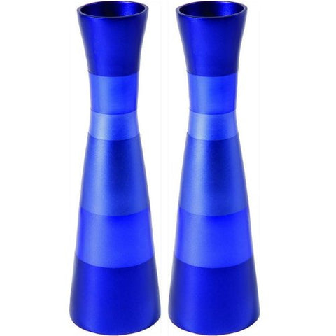 Candlesticks - Pair - Large - Anodize - Blue, 2.5x8.5 inch