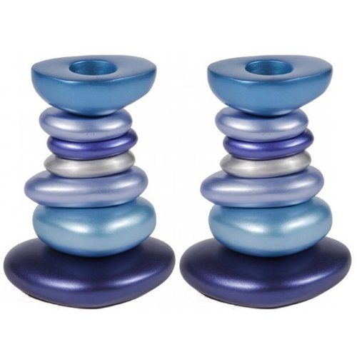 Candlesticks - Stones - Blue, 3.3x2.5 inch