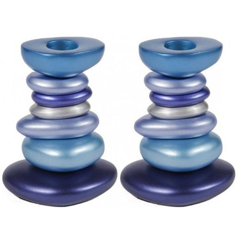 Candlesticks - Stones - Blue, 3.3x2.5 inch