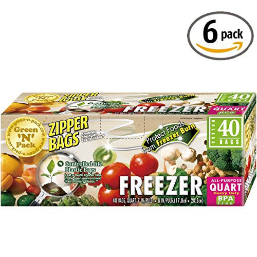 Freezer Bags, Double Zipper, Quart Size, 40-Count