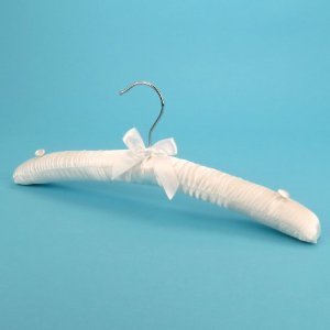 White Satin Padded Top Hanger with buttons - 38cm